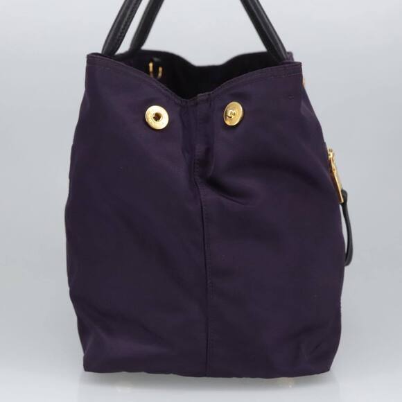 Prada Hand Bag Nylon Purple Gold Auth #155934P31B - Picture 3 of 15